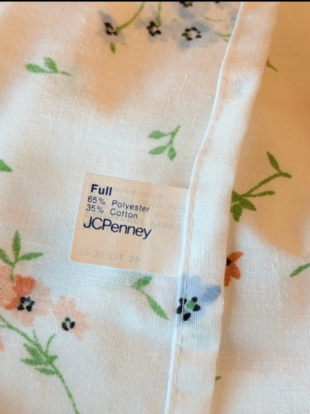 Vintage 80’s JC Penney Floral Flat Sheet. Sz-Full. Muslin | Permanent Press